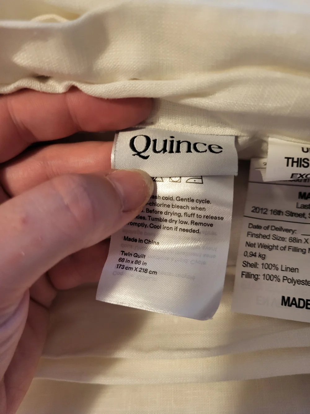 NWT Quince Twin European Linen Dream Quilt Color Sand